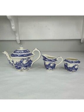 James Sadler Afternoon Tea Pekin Brigadoon Teapot Creamer Sugar Set Vintage